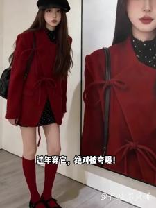 Karrar betsey | Bộ Đồ Len Đỏ Elegance Váy Ngắn