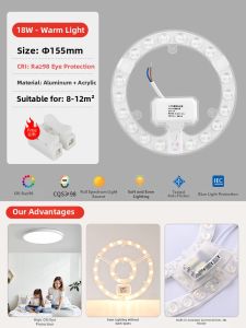 ZHENNIU | Ultra-bright Full Spectrum Replacement Source Eye Protection Three-color Bedroom Ring Lamp