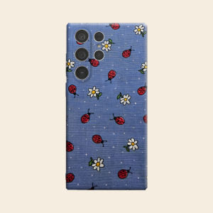 Ladybug Daisy Blue Fabric Luxury Fashion Full Lens Protective Case for Samsung Galaxy S26 S25 S24 A56 A36 Plus Ultra