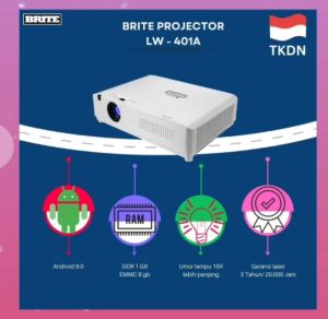 Projector Laser TKDN BRITE LW401A 4000Lumens wxga Android 9/Projector TKDN
