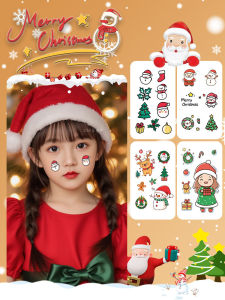 Christmas Makeup Stickers Kids Face Pasters Color White Tattoo Stickers Christmas Tree Davids Deer Snowman Gingerbread Man Gift