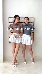 Blouse Crop Lengan Balon Semiwool