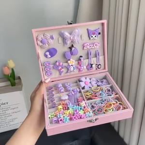 Girls Cartoon Hair Accessories Gift Box | Kuromi / My Melody / Strawberry Bear / Cinnamoroll Options | Perfect Christmas Gift for Girls | Hair Clips Mini Hair Ties Claws Rings