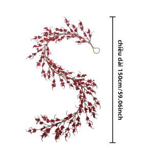 1PC Màu Đỏ Mô Phỏng Cây Nho Quả Treo Trong Nhà Trang Trí Nhựa Holly Cranberry Berry Vòng Hoa Cho Đám Cưới Giáng Sinh