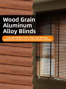 Wood Grain Like Aluminum No-drill Installation Light Blocking Roller Blind