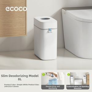 ecoco | Narrow Space Suitable Wall-Mounted Bathroom Trash Can with Lid