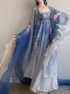 MulanXiang Original Butterfly Hidden Sleeve Tang Style Hanfu Womens Husk Skirt Large Sleeve Shirt Embroidered Daily Spring Summer Edition