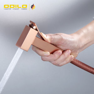 ODILO Brass Bathroom Matte rose gold color luxury toilet bidet spray shattaf set Handheld shower MINI Valve Cleaning water tap faucet