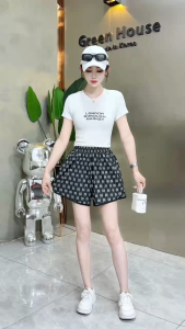 DH HOME  กางเกงขาสั้นผู้หญิงเอวสูงลายเเฟชั่นใหม่ | เเฟชั่นใหม่ ใส่ได้หลากสไตล์ในตัวเดียว ผ้าใส่สบายดีระบายอากาศ แฟชั่นน่ารัก QC-KZ9004