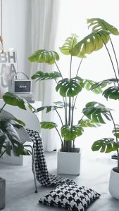 Artificial  Monstera Faux Tree 6Ft Faux Silk Green Realistic Decorative Tall Fake Potted Plants Artificial for Bedroom Living Room Office Home Decor Indoor Outdoor tree plant