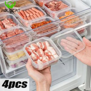 Polocat 1/2/4ชิ้นเนื้อแช่แข็งตู้เย็นแพคเกจย่อยกล่องเก็บรักษาครัวตู้แช่การจัดเก็บตารางย่อยกล่องปิดผนึกเกรดอาหาร