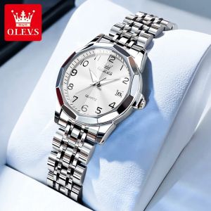 OLEVS | Đồng Hồ Thạch Anh Phát Sáng Chống Nước OLEVS 9970 Dành Cho Nam Với Chức Năng Hiển Thị Ngày Và Ngày Gương Hình Thoi Dây Đeo Bằng Thép Không Gỉ Đồng Hồ Đeo Tay Thời Trang Thông Thường