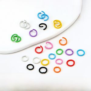 Colorful Baked Paint Keychain DIY Accessories Material Macaron Painted Open Ring Connector Ring Lobster Clasp Moveable Iron Ring