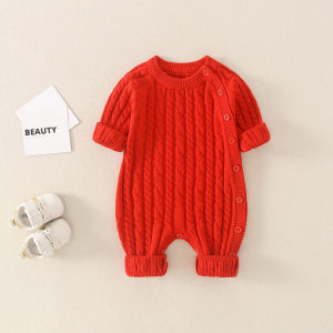 Newborn Baby Autumn and Winter Sweater 3-6 Months Jumpsuit 9 Outwear Fleece-lined Super Cute Male and Female Baby Sweater Romper
