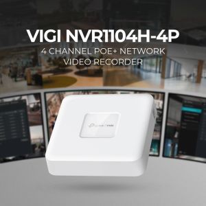 TP-Link Official | VIGI NVR1104H-4P | VIGI 4 Channel PoE+ Plug & Play with Built-In Speaker NVR Network Video Recorder