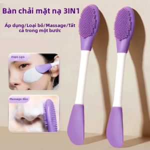 Cọ Mặt Silicon 2 Trong 1 Đầu Đôi Dụng Cụ Làm Sạch Mặt Bằng Tay Dụng Cụ Thoa Mặt Nạ Bùn Dụng Cụ Chăm Sóc Da Làm Sạch Da Mặt