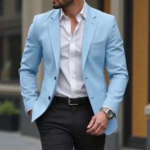 Solid Suit Blazer For Men Wedding 1 Pieces Slim Fit Blazer Notch Lapel Luxury Business Men Suit Jacket Tuxedo with Two Buttons