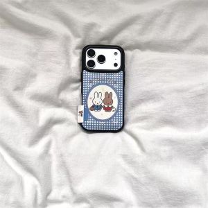 For Blue and white plaid Miffy Rabbit with label for Huawei mate70pro mobile phone case P80/P70nova14 h260705