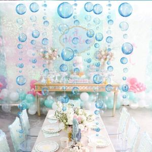 Under The Sea Party Decorations Colorful Bubble Garlands Ocean Themed Party Circle Hanging Banner Mermaid Birthday Party Favor