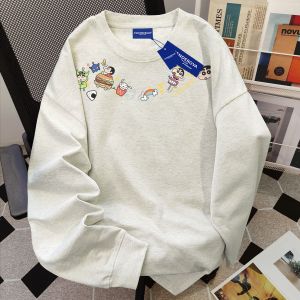 American Pure Cotton Long Sleeve T-Shirt Womens Autumn New Style Casual Top Wax Crayon Little New Print Comfortable Fit