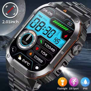 New for Outdoor Smartwatch Military Smart Watch Men with Led Lighting Bluetooth Call Fitness Heart Rate Watches
