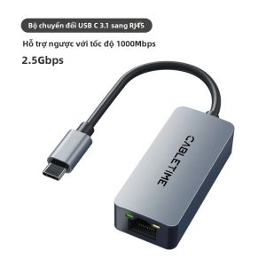 CABLETIME 2.5Gbps Bộ Chuyển Đổi Ethernet USB Mạng LAN RJ45 Cho Máy Tính Xách Tay MacBook Dell - Card Mạng USB-A/C Bằng Nhôm Gigabit