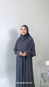 Ghanimi - Aqila Abaya Dress 2in1 abaya & hijab/ Abaya Umroh Set Syari / Gamis Lebaran Syari / Abaya Dres