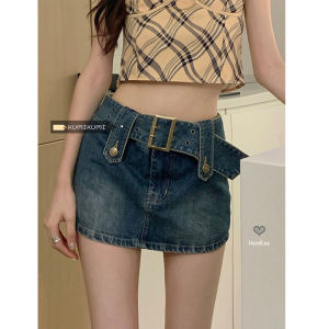กระโปรงผ้ายีนส์ทรงเอสาวแซ่บกระโปรงรัดสะโพกดูผอมเพรียวมีดีไซน์นิยมในคนกลุ่มหนึ่งใส่ช่วงฤดูร้อนสำหรับผู้หญิงกระโปรงสั้นสุดเซ็กซี่แฟชั่น