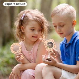 0-3 Baby Gift Outdoor Adventure Toys Wooden Magnifying Glass For Animal And Plant Exploration Explore Outdoor Educational Toys