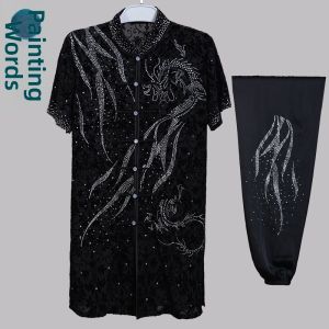 Shiny Rhinestone Martial Arts Uniform For Practice Competition and Performance