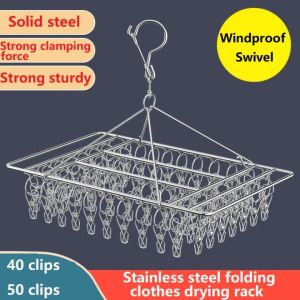 60 50 Clips Drying Racks Hanger Stainless Steel Clothes Hanger with Clips Ipitan Hanger Sipitan Hanger 40 Clips Heavy Duty Towel Hanger Socks Underwear Hanger with Clip