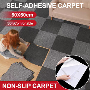 Carpet For Living Room Self-adhesive Carpet Tiles 60x60 Sale Non-slip Floor Mat Soft Thick Wear-resistant Carpet Easy To Install Cleaning Home Bedroom Balcony Commercial Office Gym Floor Mat Large Areas Of Soundproof Cement Floors Can Be Carpeted