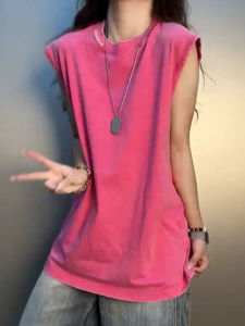 Washed-out Cool European-style Womens Sleeveless T-shirt