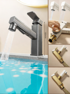 Gun Gray Pull Down Faucet For Hot and Cold Water Copper