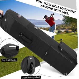 Foldable Universal Golf Bag Cover with Wheels for Air Transport Waterproof Anti-Scratch Collision Proof Golf Travel Bag