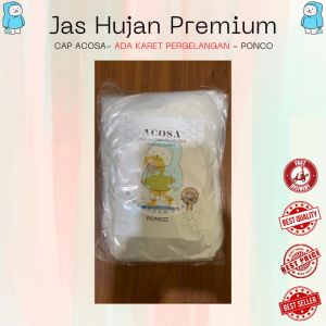 Jas Hujan Ponco Premium PE MURNI Bening Cap ACOSA Lengan Karet | Karet Pergelangan | Poncho | Mantol | Mantel | Raincoat | Rain Cover | Bambu | Joji | Merah Putih | Rajawali | Hugo | Rainwalk | 99 | HCS