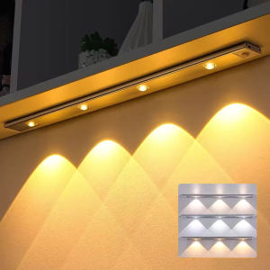 LED Motion Sensor Night Lights Ultra Thin Under Cabinet Light Wireless USB For Bedroom Kitchen Closet Magnetic Lighting