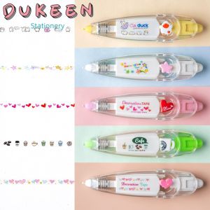 DUKEEN Bút Băng Hoạt Hình Hình Hoa Văn Phòng Phẩm Vui Nhộn Cho Trẻ Em Sổ Tay Nhật Ký Giấy Băng Trang Trí Nhãn Dán Cho Trẻ Em Đồ Chơi Tự Làm