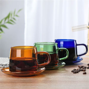 1PC High Borosilicate Heat-Resistant Colored Glass Coffee Mug - Single Layer Ins Style Home Breakfast Glass Cup 300ml