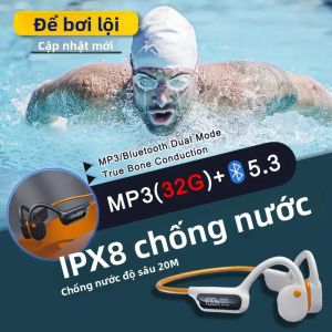 Tai Nghe Dẫn Truyền Xương IPX8 Chống Nước Bluetooth 5.3 Móc Tai 32GB Máy Nghe Nhạc MP3 Dành Cho Bơi Lội Thể Thao Lặn Tai Nghe Không Dây HIFI