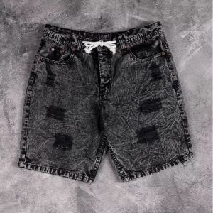 Celana pendek jeans sobek sobek pria