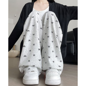 Bow shaped Yamamoto pants for womens casual and versatile straight leg loose fit slimming and hanging high waisted wide leg pants