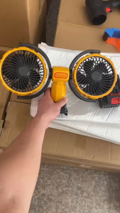 Wireless double-head fan lithium battery electric fan can rotate 360 degrees rechargeable outdoor fishing camping fan
