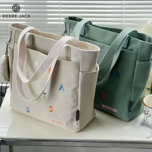 Deere Jack กระเป๋าสะพาย กระเป๋าสะพายผญ กระเป๋าสะพายผู้หญิง กระเป๋าแฟชั่น กระเป๋าผ้าใบตัวอักษรพร็อพกระเป๋าความจุขนาดใหญ่กระเป๋าโท้ทแบบพกพาแฟชั่น กระเป๋าใบใหญ่ กระเป๋าสะพายตัวอักษร