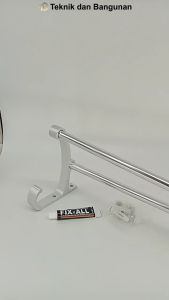 Rak Handuk 2 Susun 600mm Silver + Lem