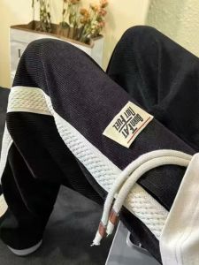 Patchwork Stripes Corduroy Pants Mens Fall and Winter American Style Trend Loose Straight-leg Casual Pants High Street Ins Fashion Pants