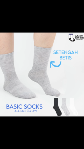 Kaos Kaki Wanita Panjang Setengah Betis Mid Calf Crew Socks Katun Polos