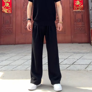 Elegant Black Knitted Polo Shirt Set with Bell Bottom Trousers