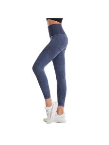 New Autumn Winter Thick Washed Faux Denim Fitness Yoga Pants High Quality Tummy Control Butt Lifting Sports Nine-Piece Pants