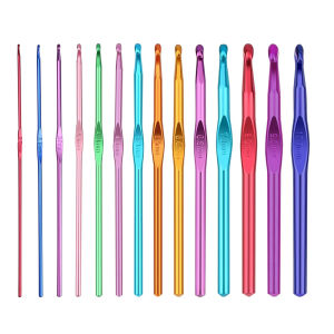 1pc 2-10mm Aluminum Crochet Hooks Set Colorful Aluminum Knitting Needles Engraved Number Crochet Needles for DIY Knitting